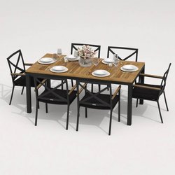 Садовая мебель для отдыха Ideal patio outdoor style TELLA FESTA 180 black алюминий серый : стол, 6 стульев