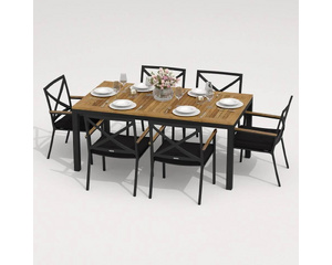 Садовая мебель для отдыха Ideal patio outdoor style TELLA FESTA 180 black алюминий серый : стол, 6 стульев