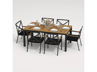 Садовая мебель для отдыха Ideal patio outdoor style TELLA FESTA 180 black алюминий серый : стол, 6 стульев