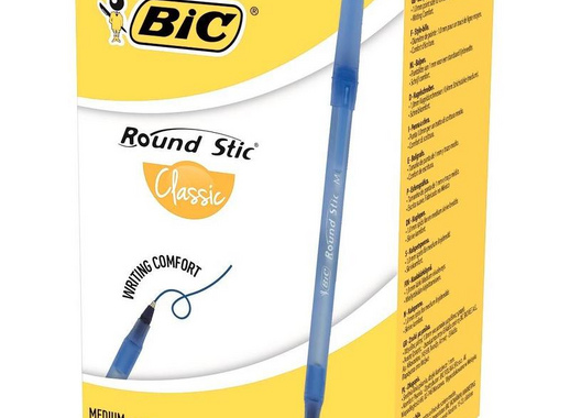 Ручка шариковая одноразовая BIC Round Stic синяя (толщина линии 0.32 мм)