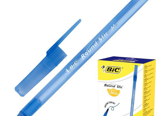 Ручка шариковая одноразовая BIC Round Stic синяя (толщина линии 0.32 мм)