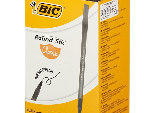 Ручка шариковая одноразовая BIC Round Stic черная (толщина линии 0.32 мм)