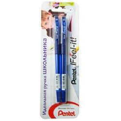 Ручка шариковая синяя Pentel Feel it! (толщина линии 0.25 мм, 2 штуки в упаковке)