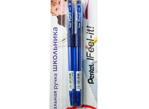 Ручка шариковая синяя Pentel Feel it! (толщина линии 0.25 мм, 2 штуки в упаковке)