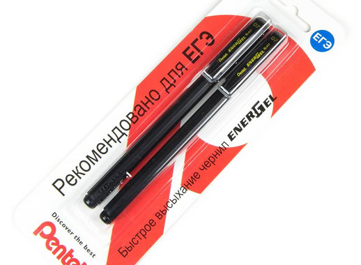 Ручка гелевая для ЕГЭ Pentel Energel черная (толщина линии 0.35 мм, 2 штуки в упаковке)