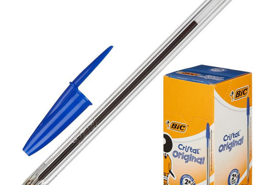 Ручка шариковая одноразовая BIC Cristal цвет чернил синий ,  толщина линии письма  0.32 мм