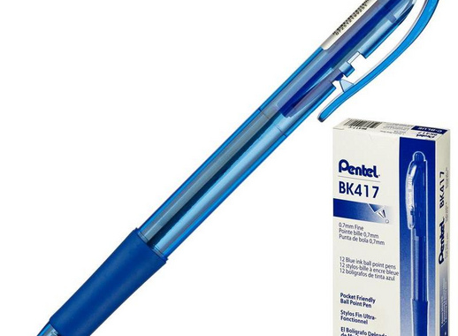 Ручка шариковая автоматическая Pentel BK417-C синяя (толщина линии 0.3 мм)