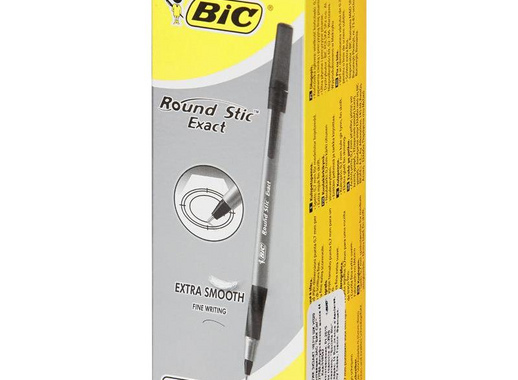 Ручка шариковая одноразовая BIC Round Stic Exact черная (толщина линии 0.28 мм)