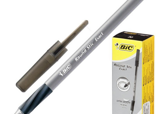 Ручка шариковая одноразовая BIC Round Stic Exact черная (толщина линии 0.28 мм)