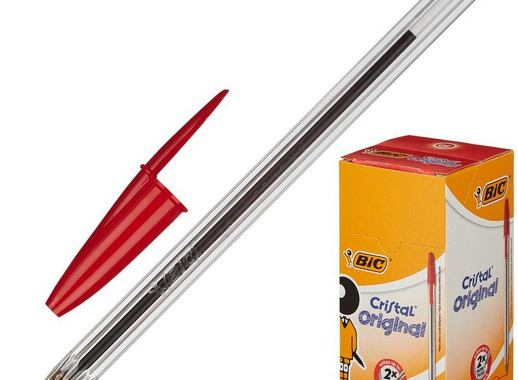 Ручка шариковая одноразовая BIC Cristal красная (толщина линии 0.32 мм)