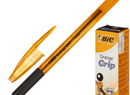 Ручка шариковая одноразовая BIC Orange grip fine черная (толщина линии 0.3 мм)