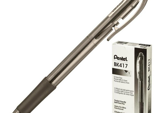 Ручка шариковая автоматическая Pentel BK417-A черная (толщина линии 0.3 мм)