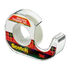 Клейкая лента канцелярская Scotch прозрачная 12.7 мм х 7.62 м (с диспенсером)