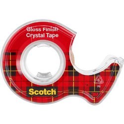 Клейкая лента канцелярская Scotch Crystal прозрачная 19 мм х 7.5 м (с диспенсером)