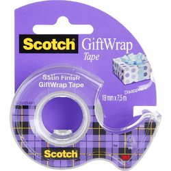 Клейкая лента канцелярская Scotch Satin полуматовая 19 мм х 7.5 м (с диспенсером)