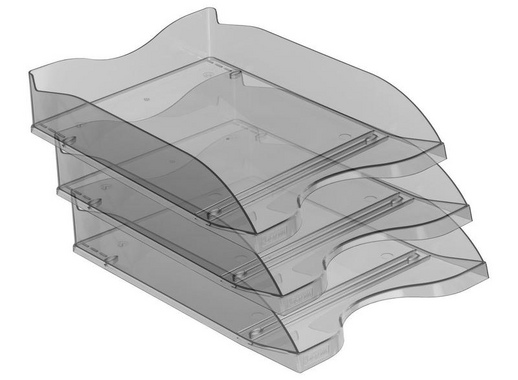 Лоток для бумаг горизонтальный Стамм тонированный серый (2 штуки в упаковке)