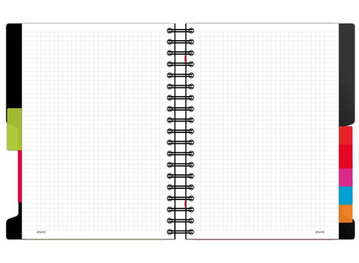 Бизнес-тетрадь Attache Selection Office book А4- 200 листов черная в клетку 5 разделителей на спирали (212x245 мм)