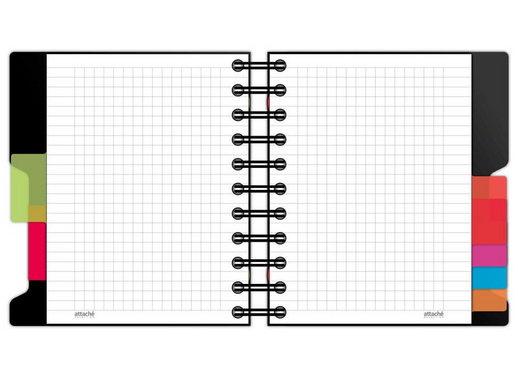 Блокнот Attache Selection Office book A6 200 листов черный в клетку 5 разделителей на спирали (141х141 мм)