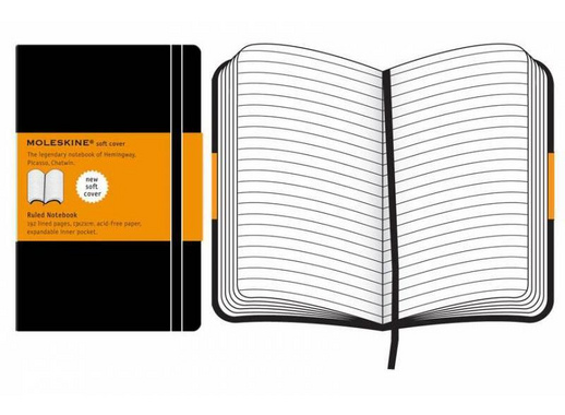 Блокнот Moleskine Classic Soft Large A5 96 листов черный в линейку на сшивке (130x210мм)