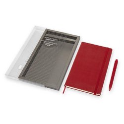 Набор Classic блокнот Moleskine A5- 120 листов красный в линейку на сшивке (130x210 мм) + ручка