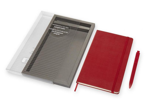 Набор Classic блокнот Moleskine A5- 120 листов красный в линейку на сшивке (130x210 мм) + ручка