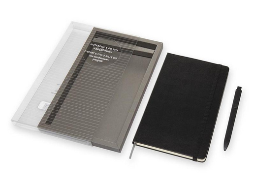 Набор Classic блокнот Moleskine A5- 120 листов черный в линейку на сшивке (130x210 мм) + ручка