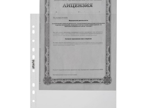 Файл-вкладыш Attache Selection Кристал А4+ 60 мкм прозрачный гладкий 10 штук в упаковке