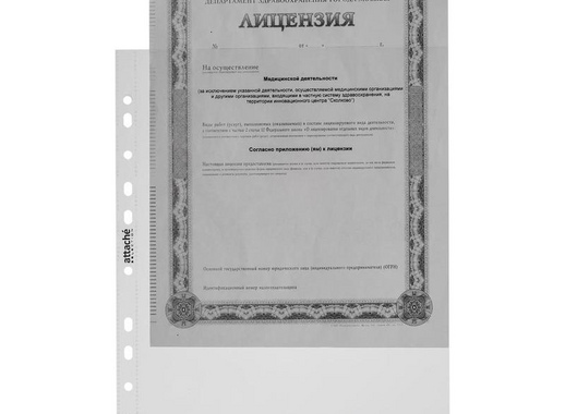 Файл-вкладыш Attache Selection Эко А4+ 60 мкм прозрачный гладкий 50 штук в упаковке