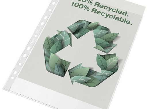 Файл-вкладыш Esselte Recycled A4 70 мкм прозрачный рифленый 100 штук в упаковке