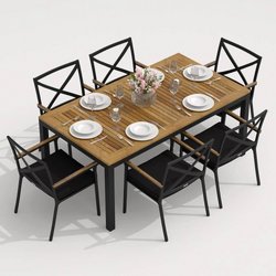 Садовая мебель для отдыха Ideal patio outdoor style TELLA FESTA 180 black алюминий серый : стол, 6 стульев