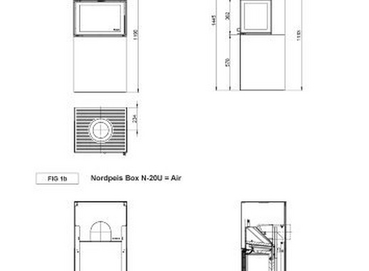 Готовый дровяной каминокомплект Nordpeis Box (топка N-20U, черный)