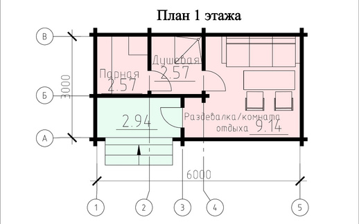 Проект бани из бруса О-017