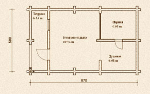 Проект деревянной бани из бревна Б-4.