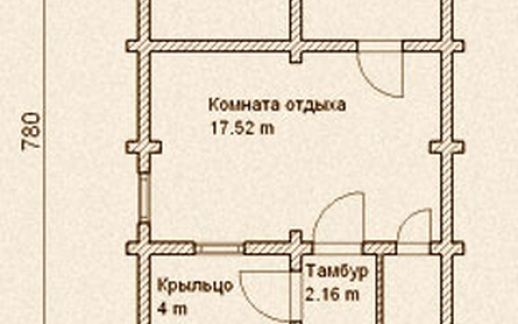 Проект деревянной бани из бревна Б-6.