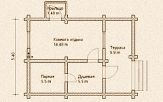 Проект деревянной бани из бревна Б-9.