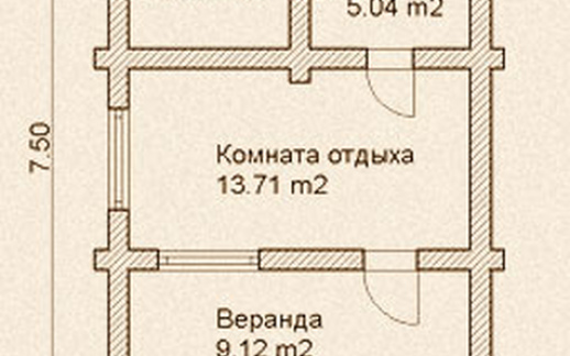 Проект деревянной бани из бревна Б-10.