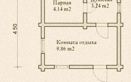 Проект деревянной бани из бревна Б-16.