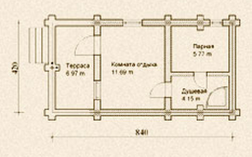 Проект деревянной бани из бревна Б-17.