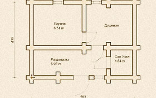 Проект деревянной бани из бревна Б-20.