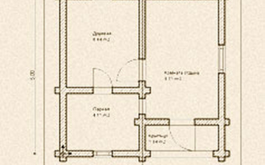 Проект деревянной бани из бревна Б-21.