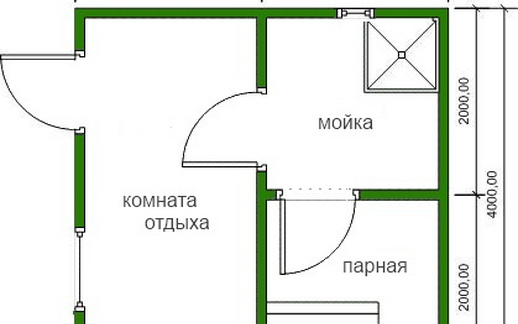 Проект баня  из бруса 4х4