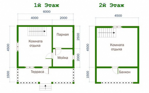 Проект дом-баня из бруса 6х6