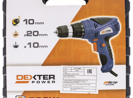 Дрель-шуруповерт сетевая Dexter Power J1Z-HW06-10 300 Вт