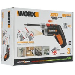 Отвертка аккумуляторная WORX WX252 4V XTD, 4 В Li-ion, комплект бит 10 шт