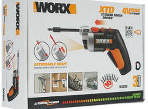 Отвертка аккумуляторная WORX WX252 4V XTD, 4 В Li-ion, комплект бит 10 шт