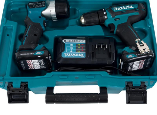 Аккумуляторная дрель-шуруповерт Makita DF331DWYL1 12В Li-ion, 2х1.5 Ач, с фонарём