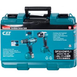 Аккумуляторная дрель-шуруповерт Makita DF331DWYL1 12В Li-ion, 2х1.5 Ач, с фонарём