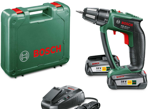 Шуруповерт аккумуляторный Bosch PSR 18 LI-2/2 Ergonomic 18 В Li-Ion, 2х2.5 Ач