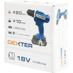 Дрель-шуруповерт аккумуляторная Dexter ML-CD92-180S, 18 В Li-ion 1.5 Ач