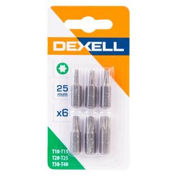 Наборы бит Dexell, Torx, 25 мм, 6 шт.